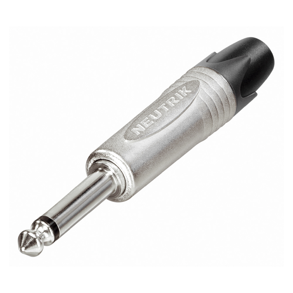 NEUTRIK® jack (6,3mm)  2-pole metal-Soldering-male connector, nickel plated pin, straight, nickel