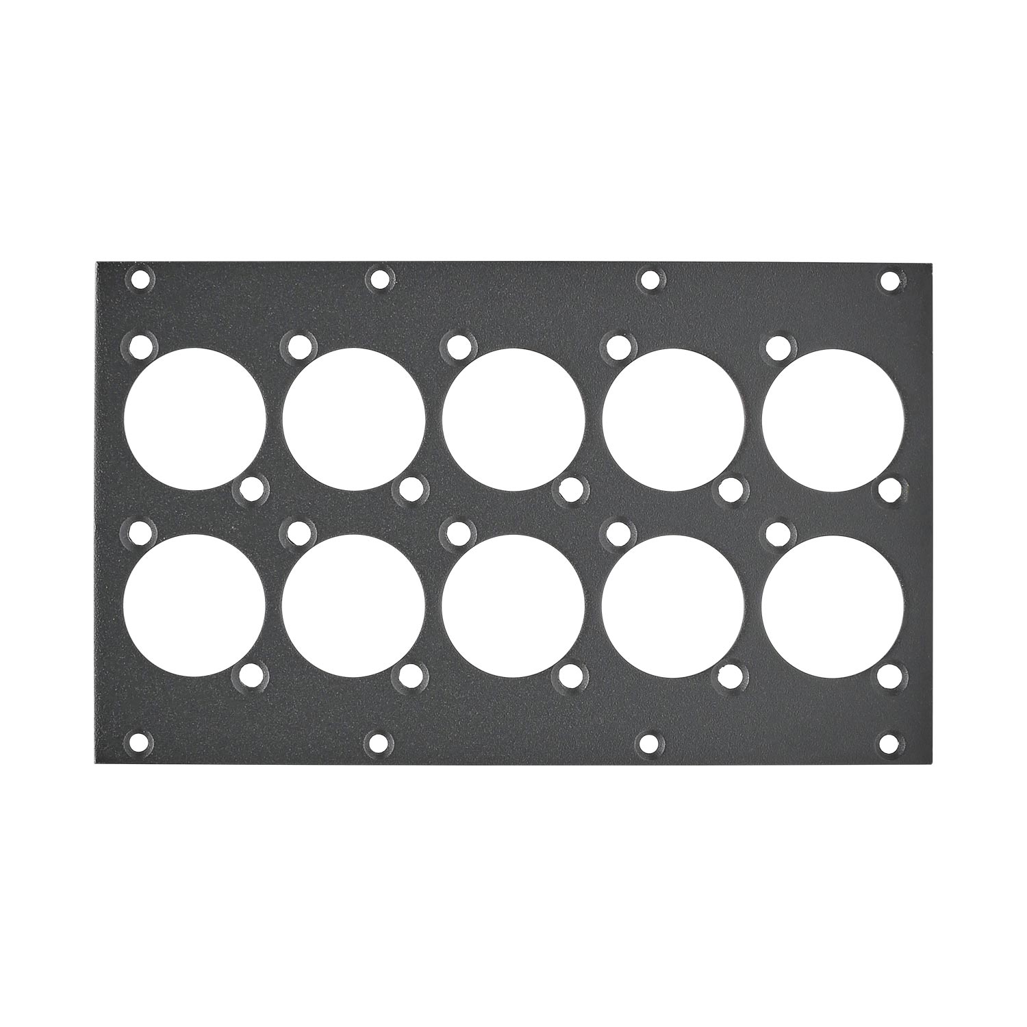 front panel 10 x D-flange, 2 HE, 4 BE for SYS-series, Galvanized sheet steel, colour: grey