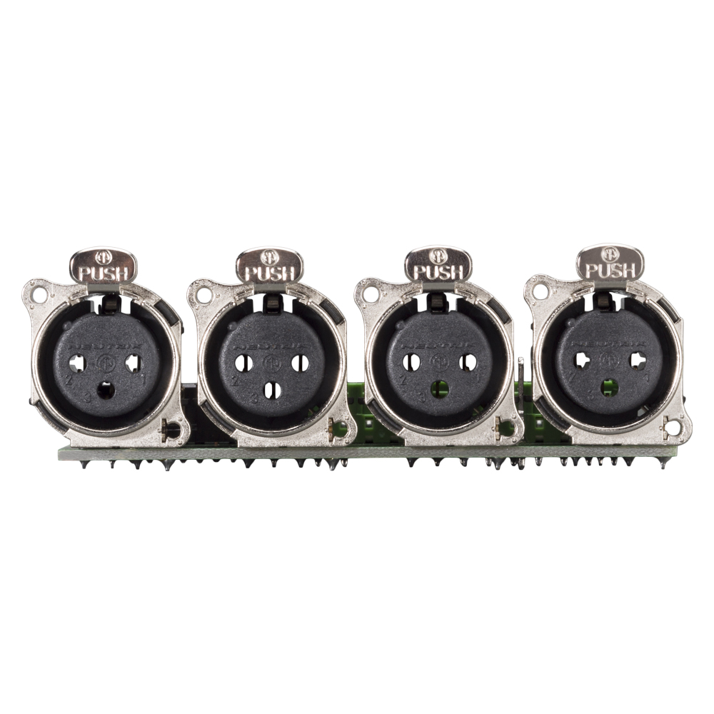 Connector Module 4 x XLR A-Series female, 3-pole , 1 HE, 3 BE, plastic-, 12 lift terminals, 14-pole blade terminal-, silver plated contact(s), black, for SYS-series