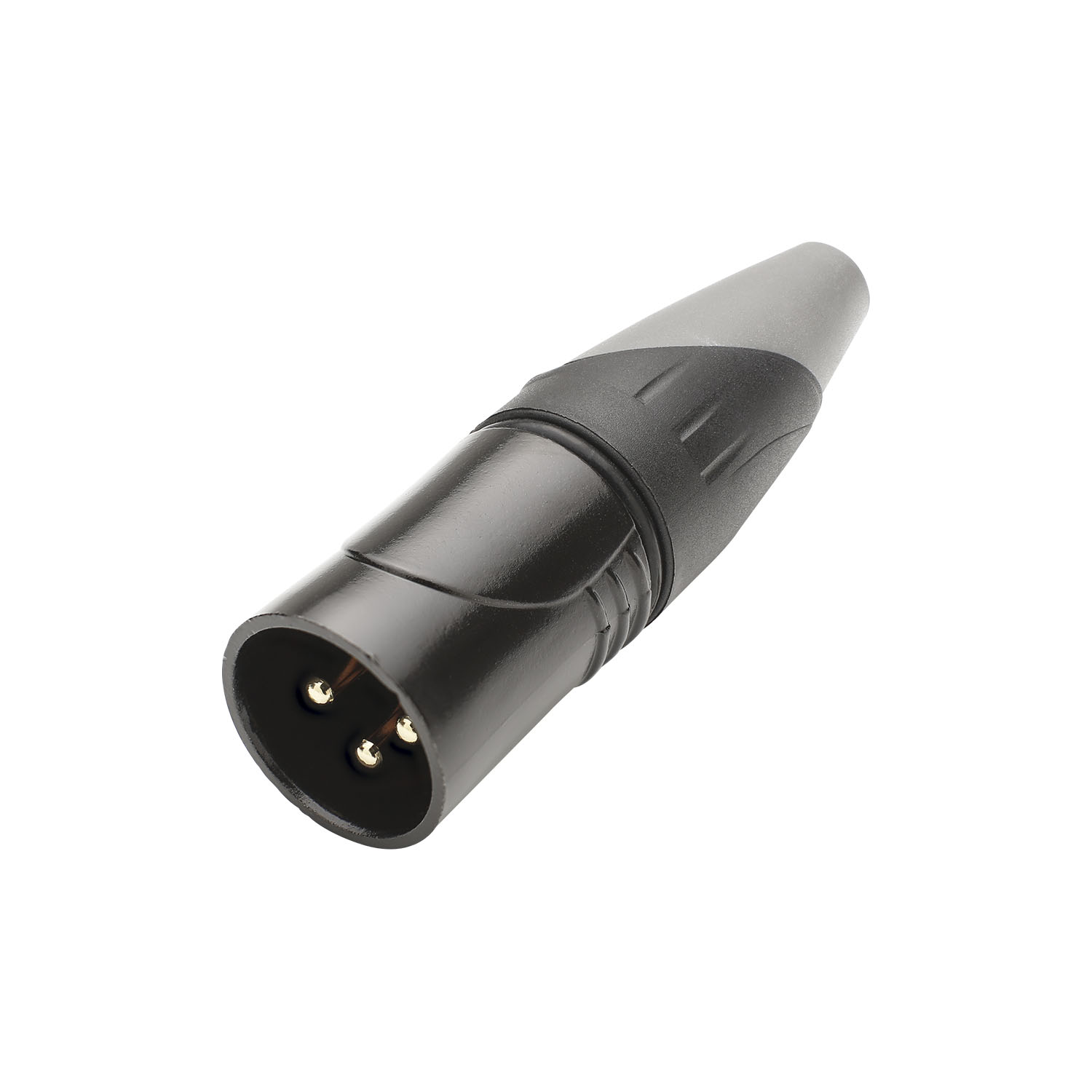 HICON XLR, water- and dustproof IP67 while connected , 3-pole , metal-male connector, gold plated contact(s), straight, black