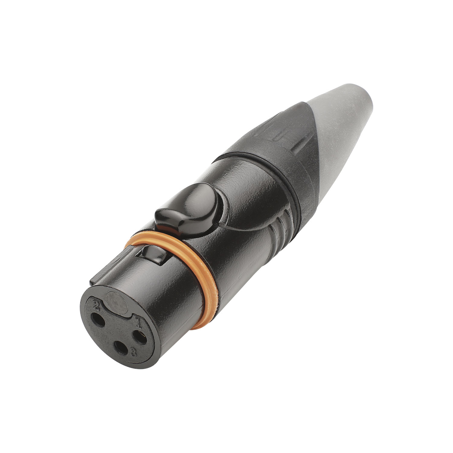 HICON XLR, water- and dustproof IP67 while connected , 3-pole , metal-female connector, gold plated contact(s), straight, black