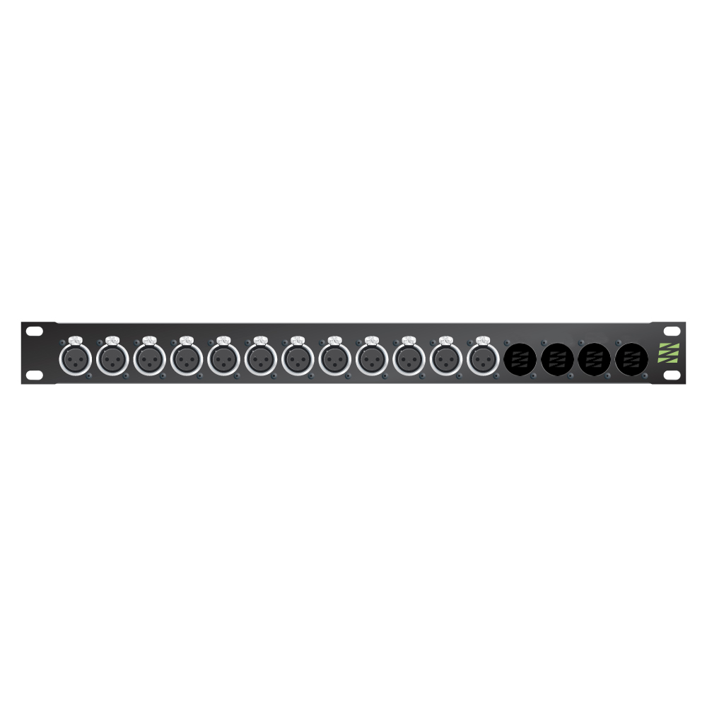 Sommer cable Audio-connection panel XLR , 1 HE, 12 BE, XLR 3-pole male/XLR 3-pole female; NEUTRIK®; Silver plated contacts, 1.2 mm steel panel, colour: black