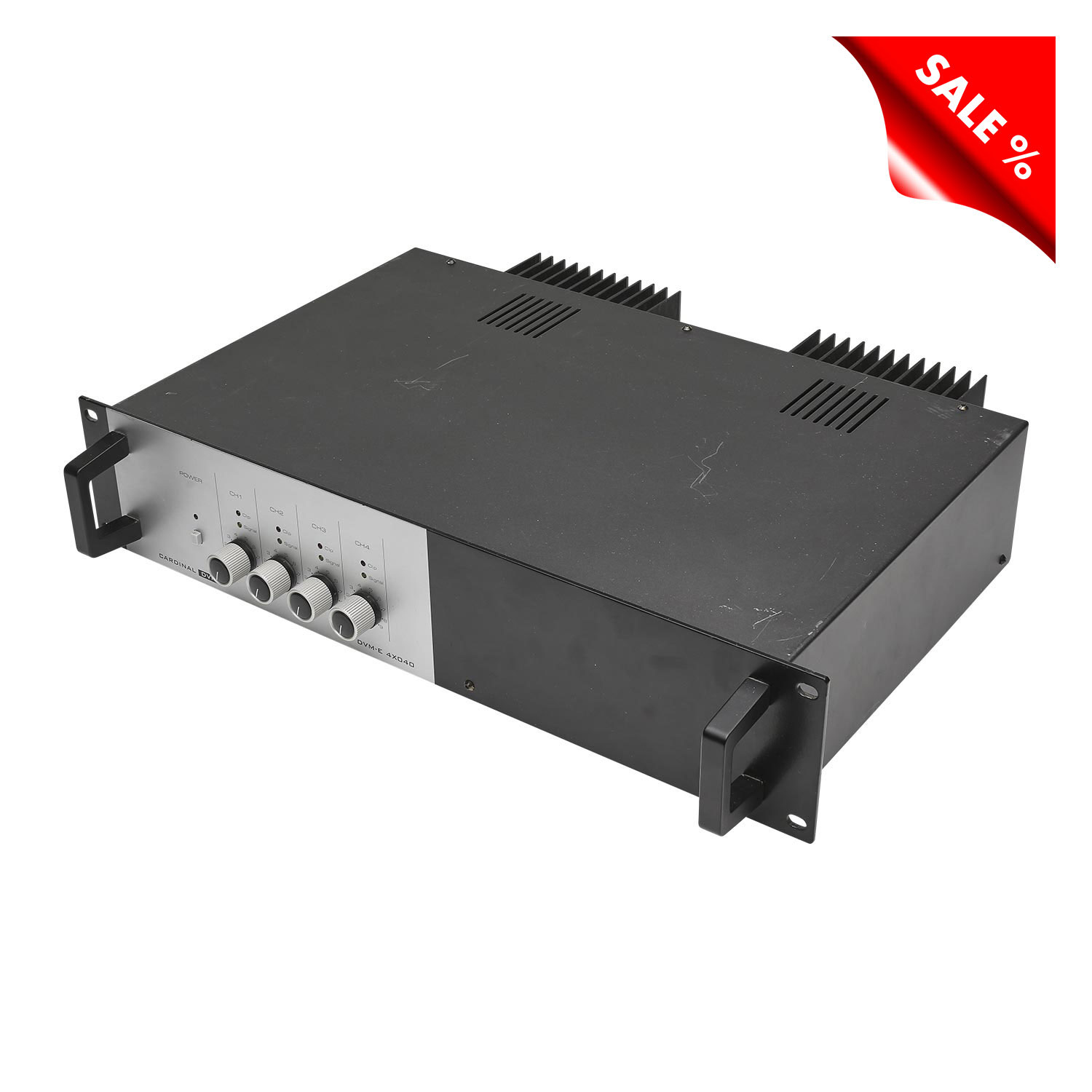 CARDINAL DVM ELA-amplifier 4 x 40 W, amplifier, IN: 2 x RCA per channel | OUT: LS-clamps up to 4 mm², 2 HE, W x H x D: 483 mm x 92 mm x 290 mm