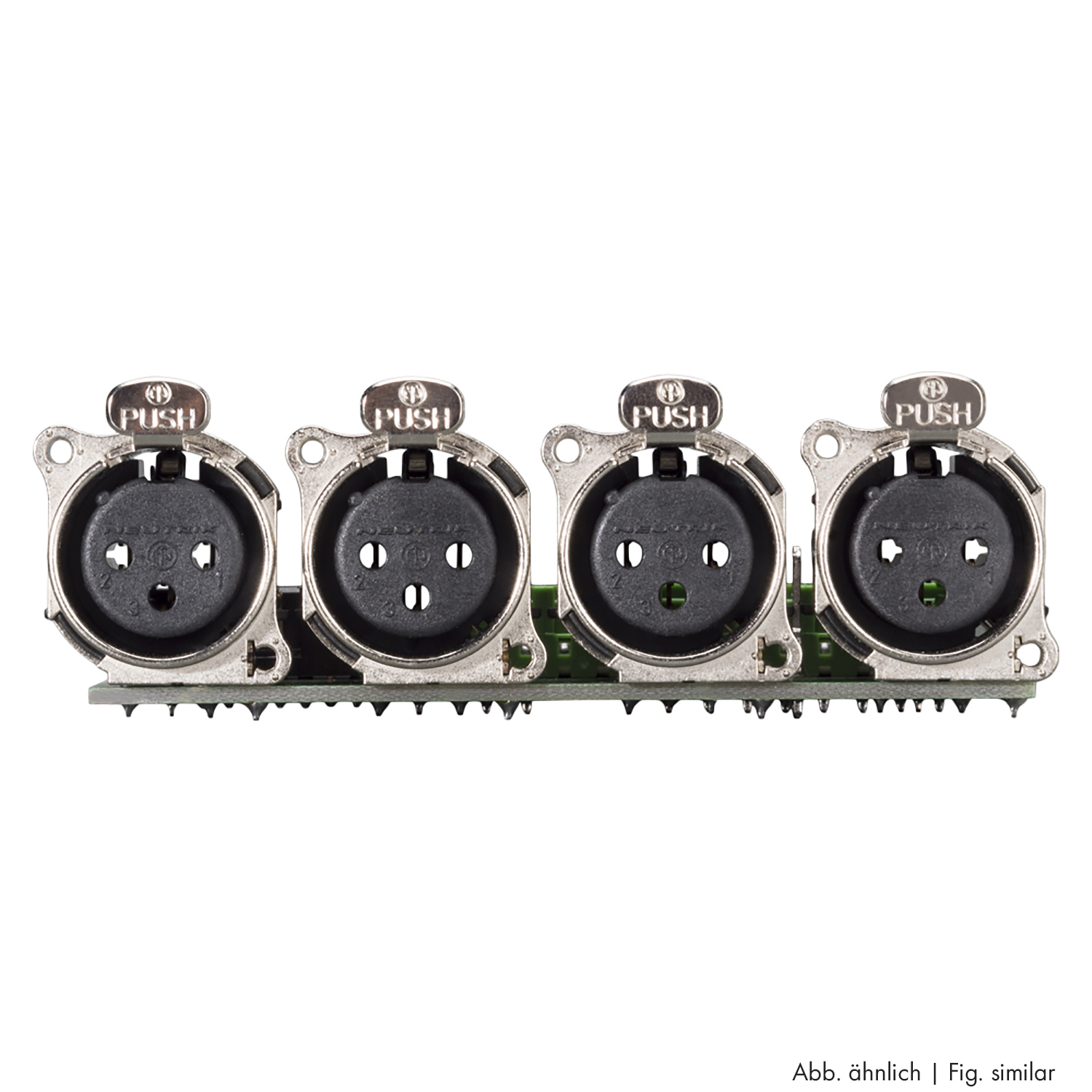 Connector Module 4 x XLR B-Series female, 3-pole , 1 HE, 3 BE, metal-, 12 lift terminals, 14-pole blade terminal-, silver plated contact(s), nickel, for SYS-series