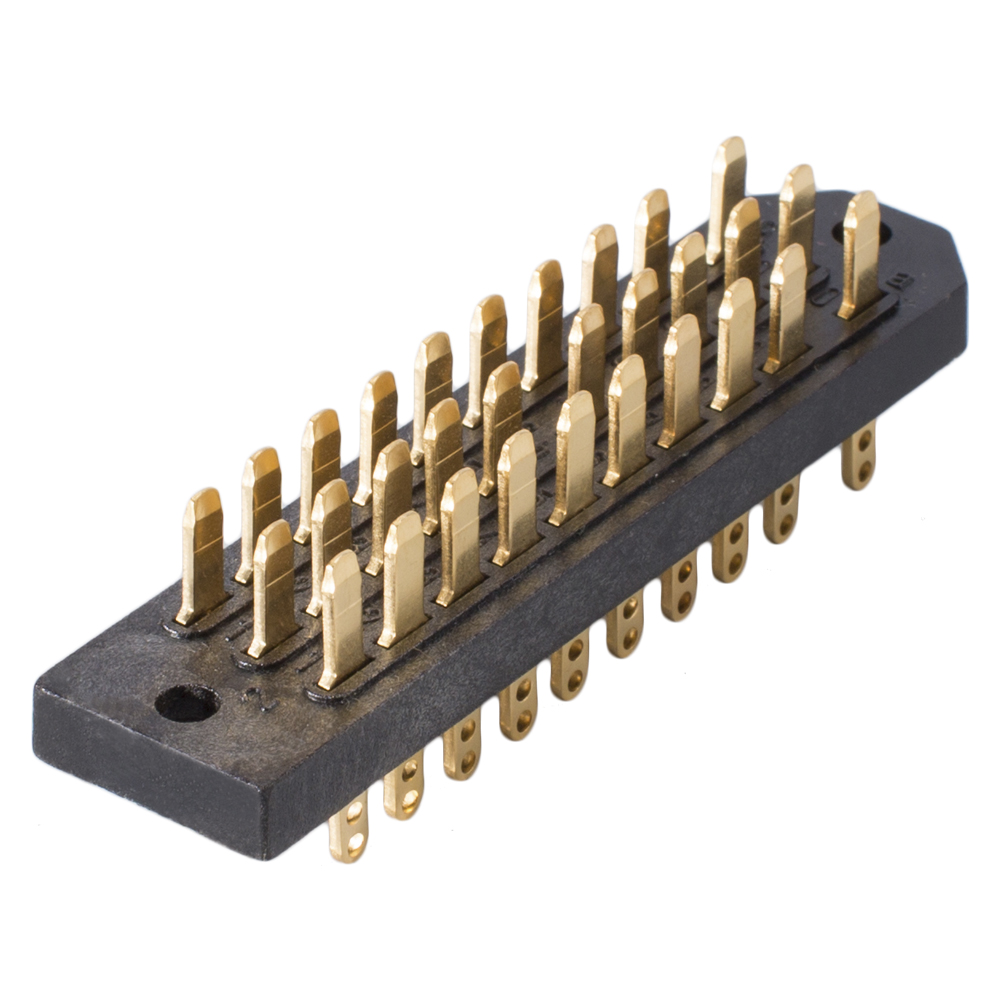 Male multipin clip connector DIN 41622, 30-pole , metal-, Soldering-male connector, gold plated contact(s), straight