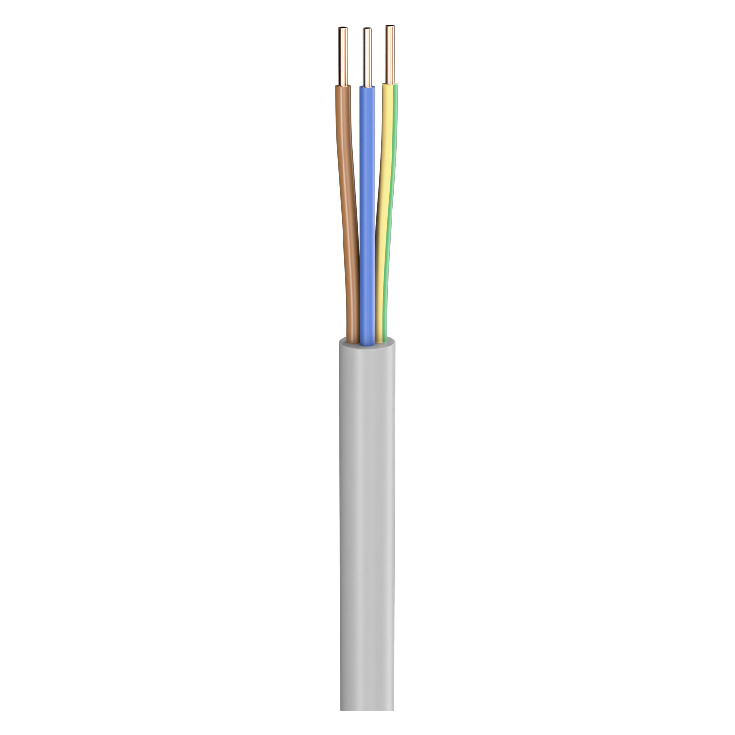 Power Lead NYM-J; 3 x 2,50 mm²; PVC, flame-retardant, Ø 9,70 mm; grey; Eca