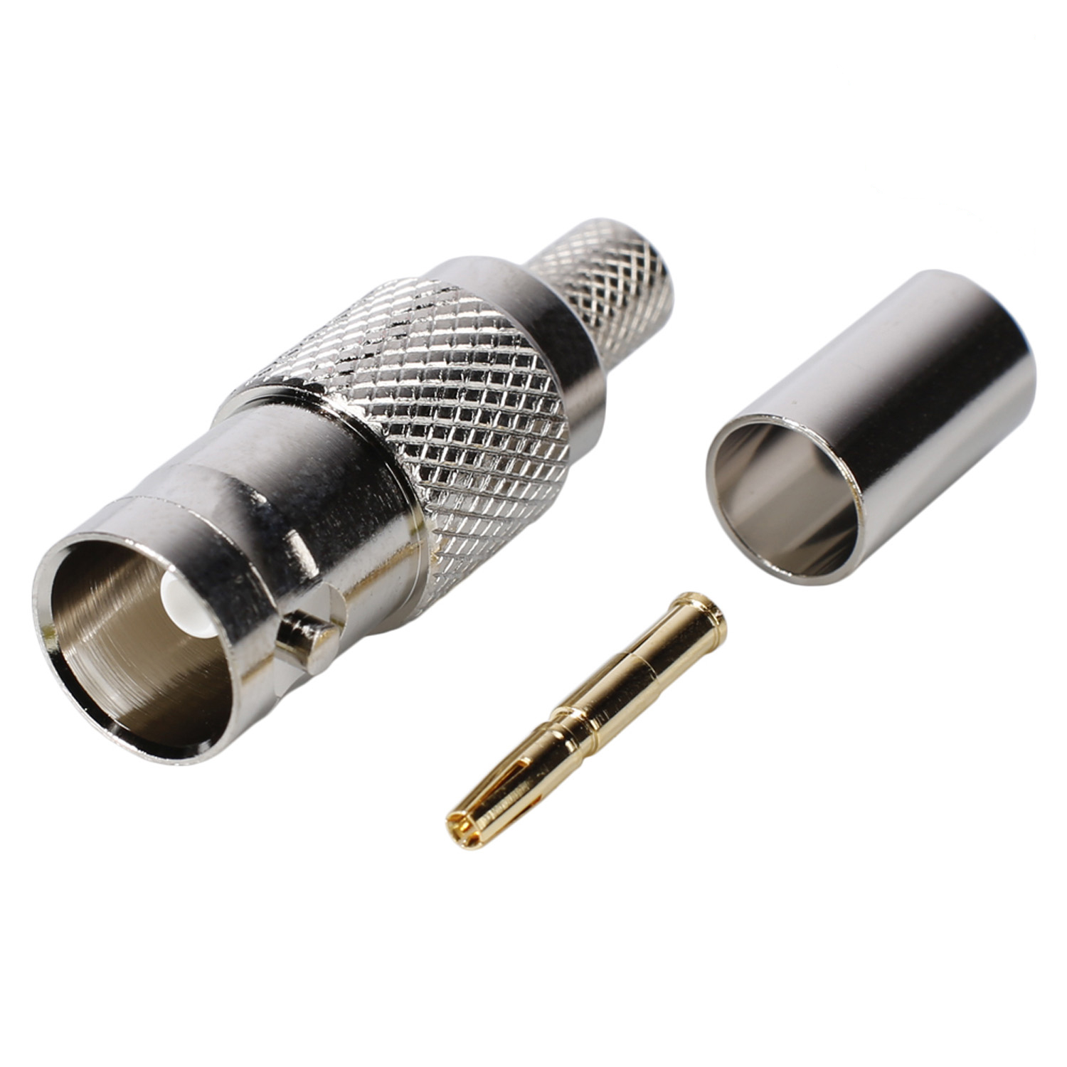 HICON BNC crimp-female connector, straight, nickel