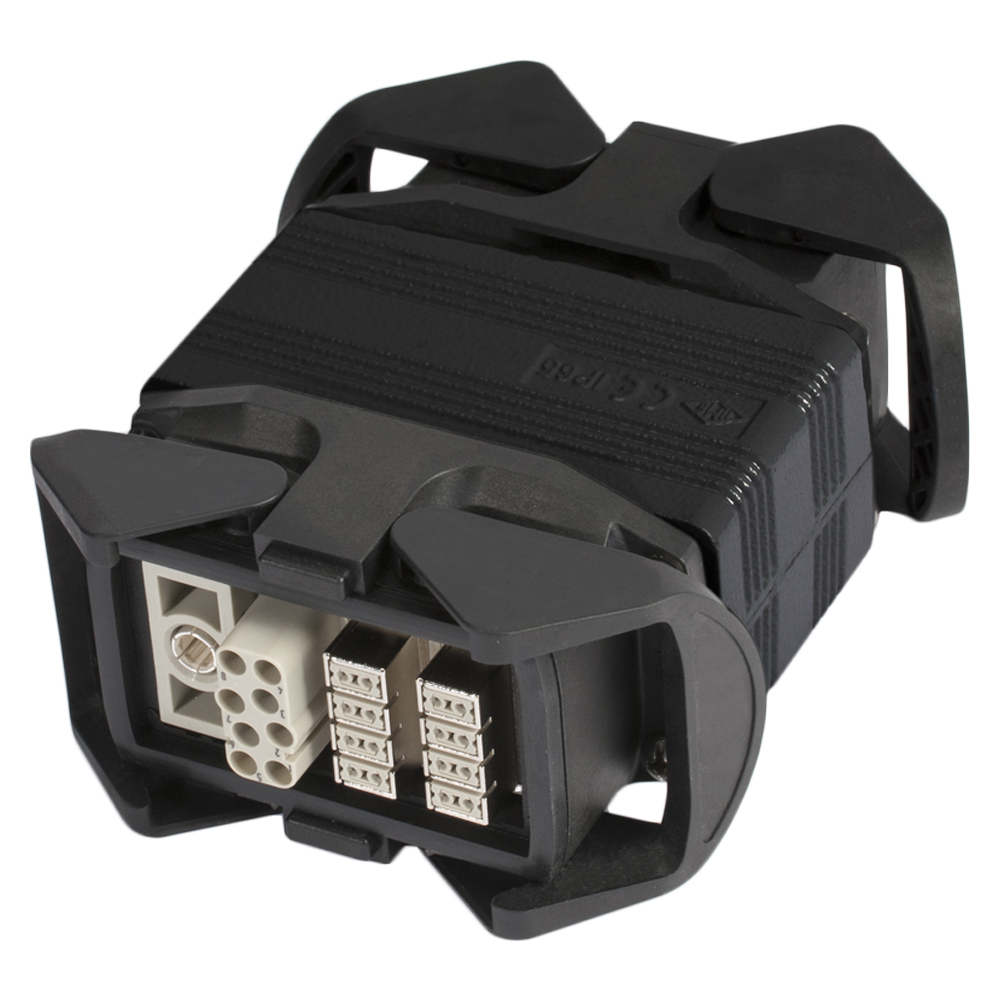 Sommer cable  | Multipin male (HAN-ECO w clamps)/Multipin female (HAN-ECO w. clamps) straight, black