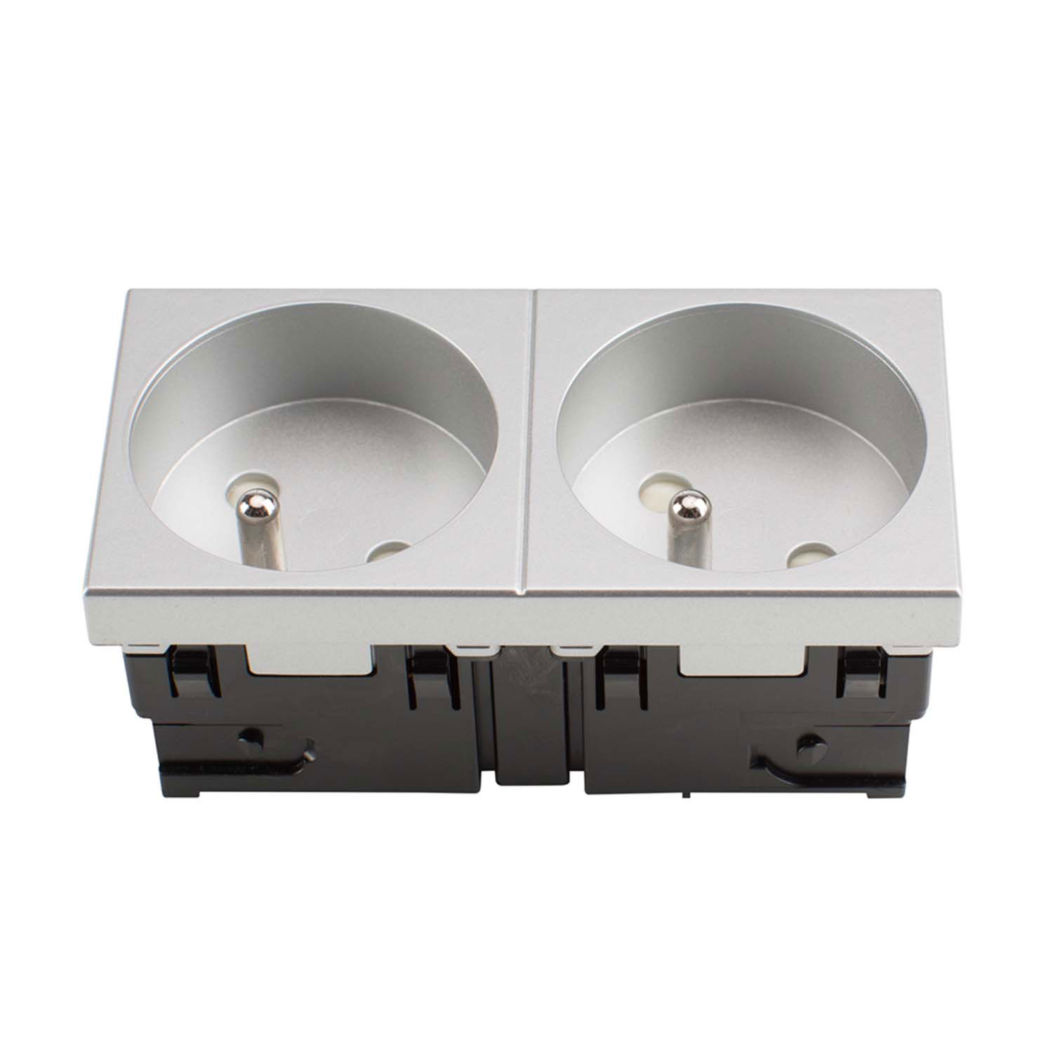 connection-modul version 1 Socket outlet CEE7 / 5 2-fold (French connector), scale: 45x90 mm, plastic, colour: grey