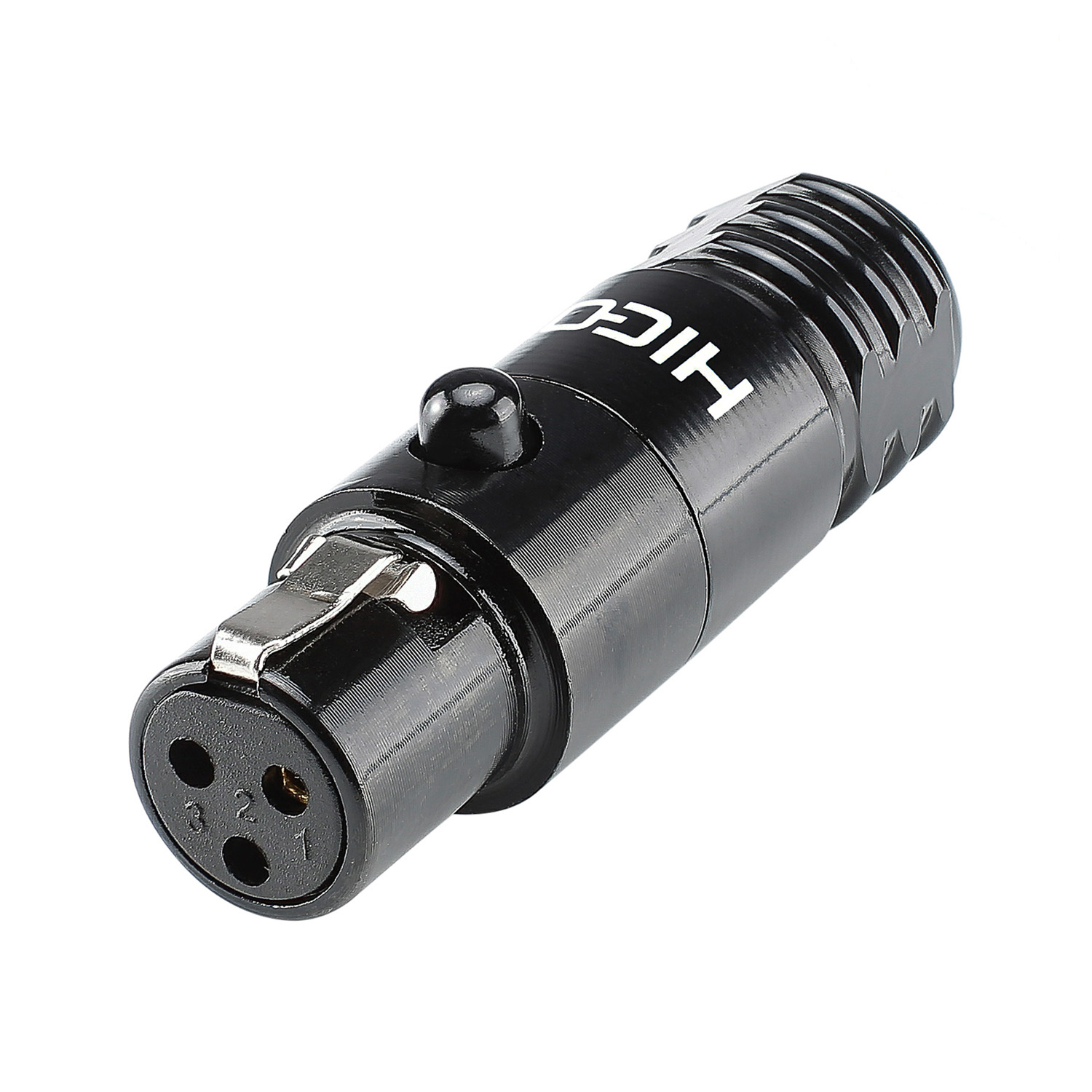 HICON Mini-XLR compact, 3-pole , metal-, Soldering-female connector, gold plated contact(s), straight, black