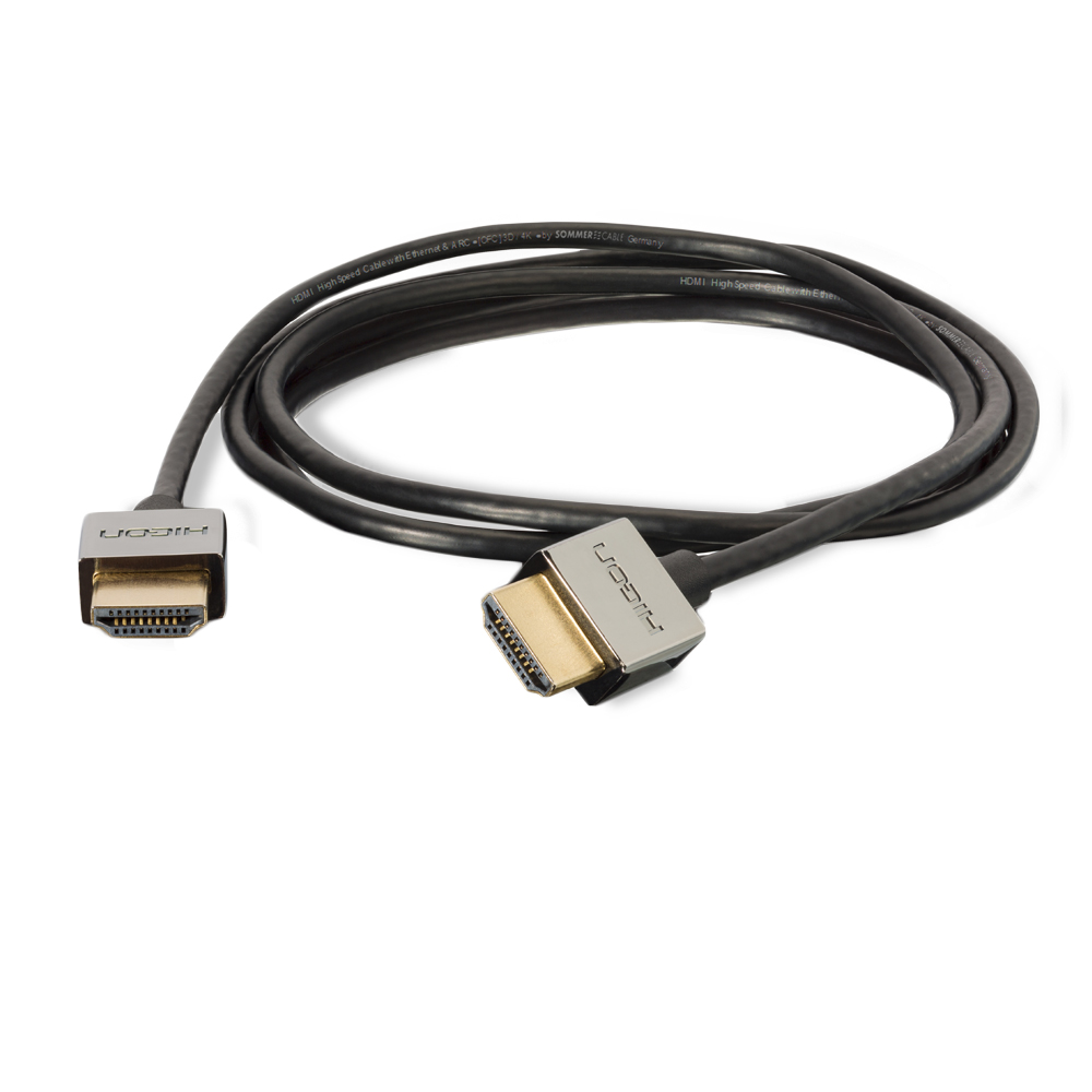 Multimedia cable HDMI® HighSpeed-Cable with Ethernet & ARC, 4K, compact, 19 x 0,04 mm² | HDMI® / HDMI®, HICON