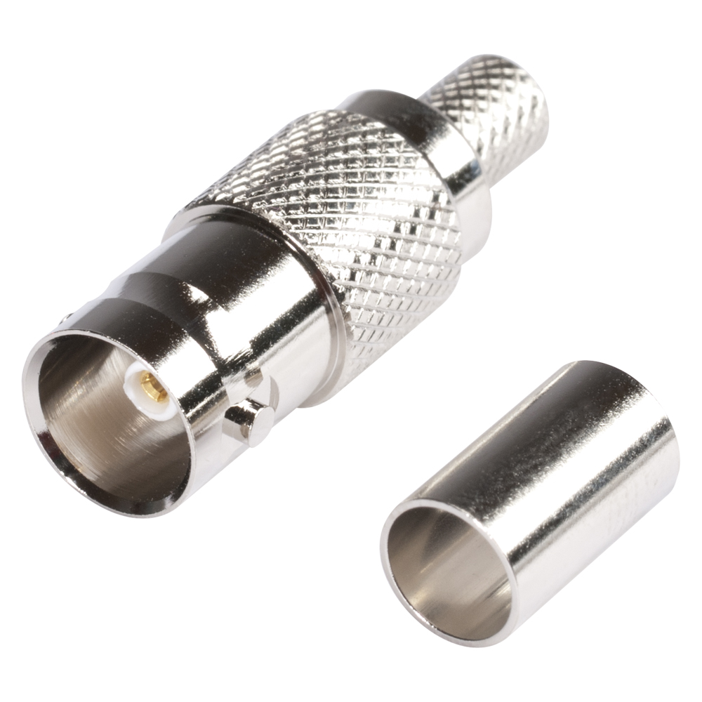 HICON BNC crimp-female connector, straight, nickel