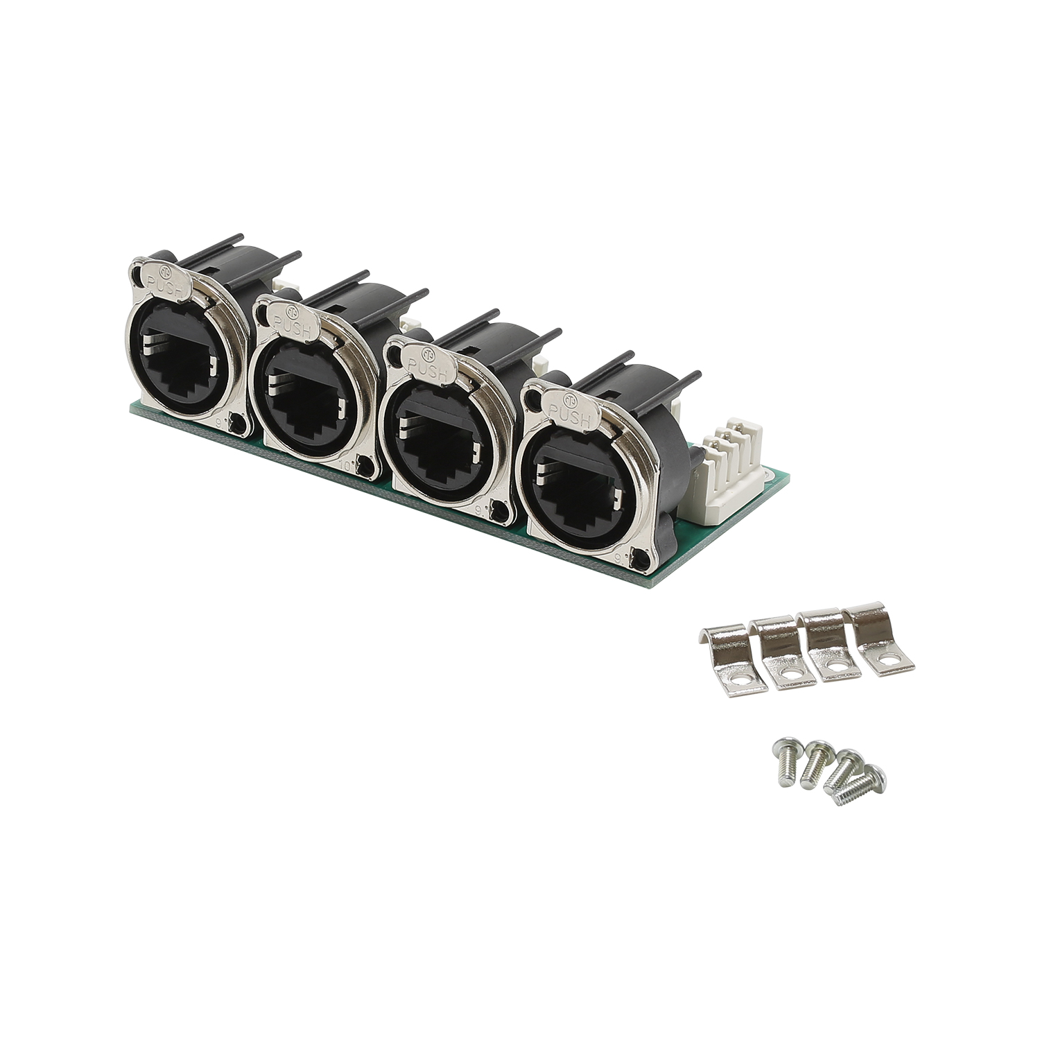 Connector Module 4 x NEUTRIK® etherCON® NE8 B-series on LSA clamp (4x2x4-pin), 8-pole , 1 HE, 3 BE, metal-, LSA-clamp (white) 32 x-, gold plated contact(s), nickel, for SYS-series