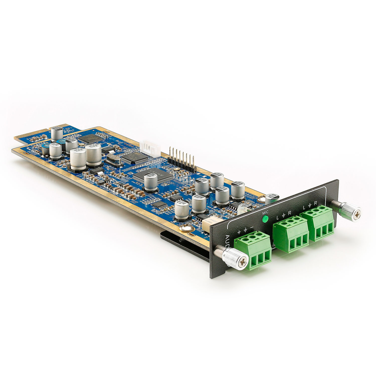 CARDINAL DVM AUDIO output card for DVM Modular Matrix | OUT: PGM Output (3 pin analog, Stereo)/LINE Output (3 pin analog, Stereo)/MIC/LINE Input (3 pin analog, sym.)