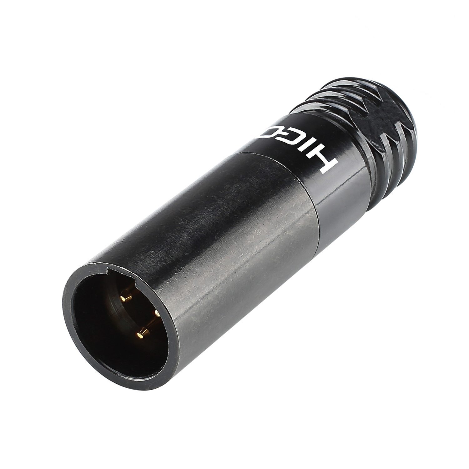 HICON Mini-XLR compact, 3-pole , metal-, Soldering-male connector, gold plated contact(s), straight, black