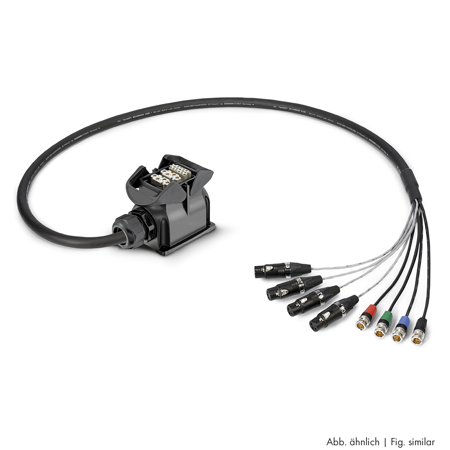 Sommer cable MADI Connection system , Multipin female (HAN-ECO Surface mounted housing w. clamp)/rearTWIST® BNC connector male/XLR 3-pole female/XLR 3-pole male; HARTING/NEUTRIK®