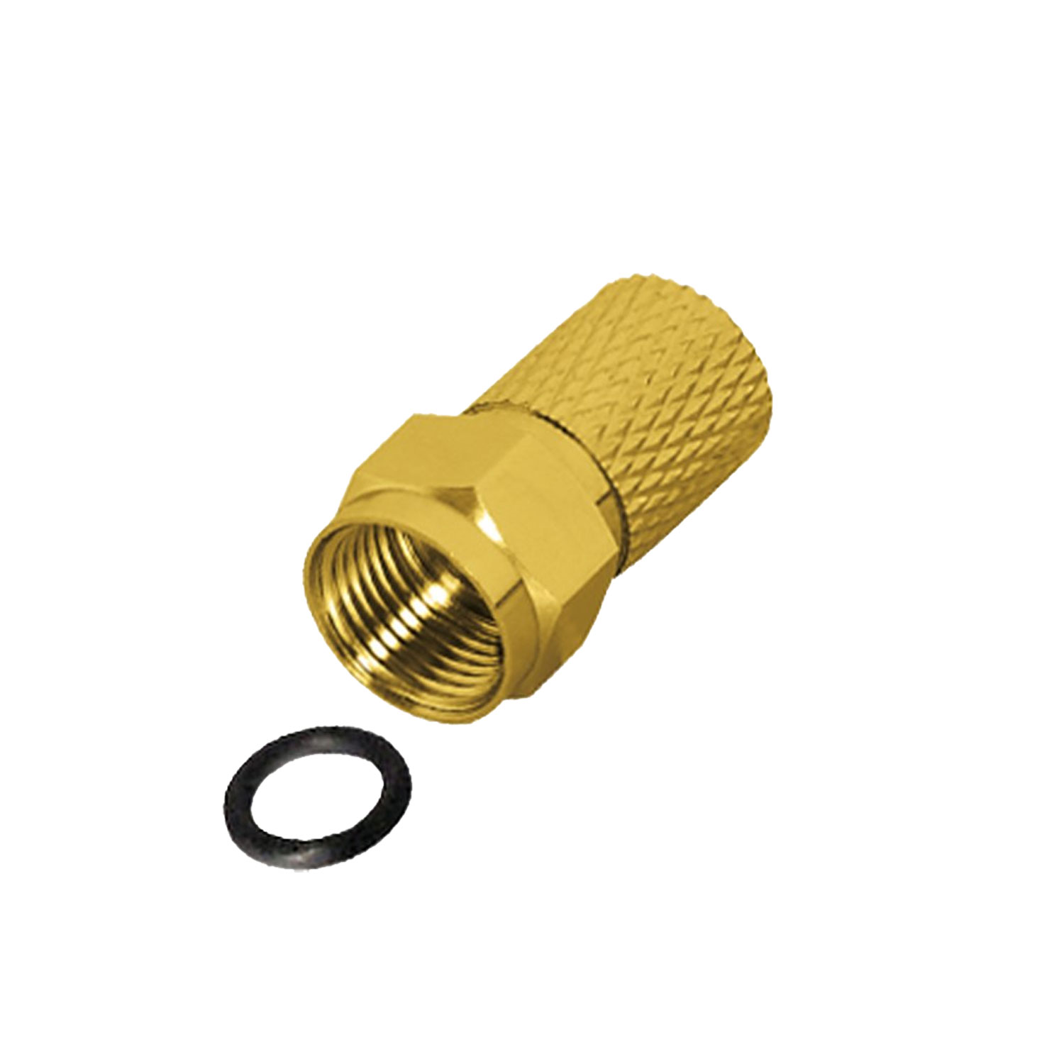 F-plug, 2-pole , screw-type-male connector, straight, gold plated