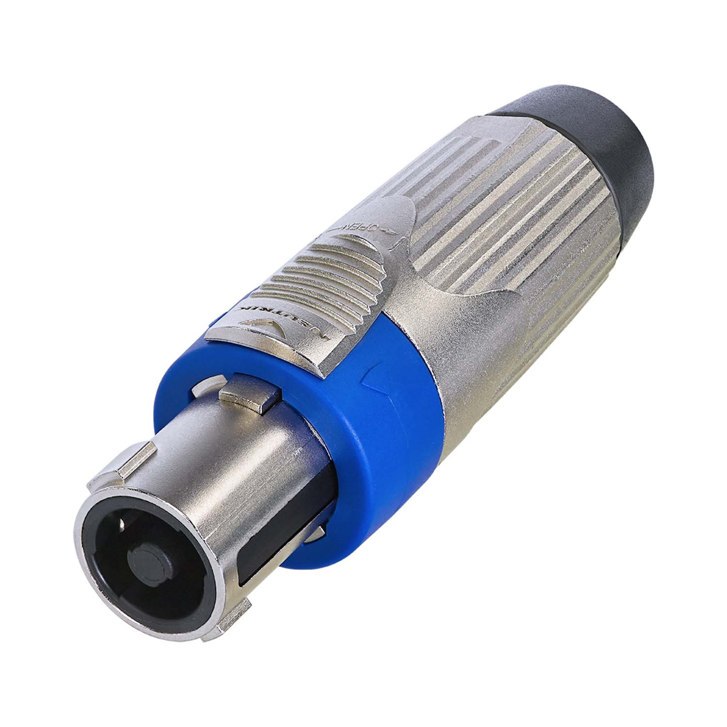 NEUTRIK® speakON®, splashproof IP54 , 4-pole , metal-, Soldering-female connector, silver plated contact(s), straight, max. 6 mm², nickel