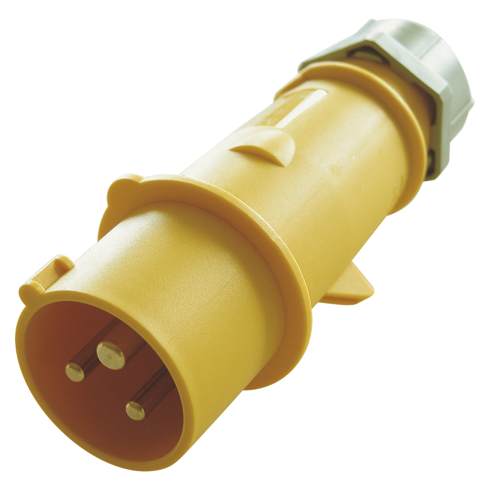 Mennekes CEE, 3-pole , plastic-, screw-type-male connector, nickel plated contact(s), straight, max. 2,5 mm², yellow