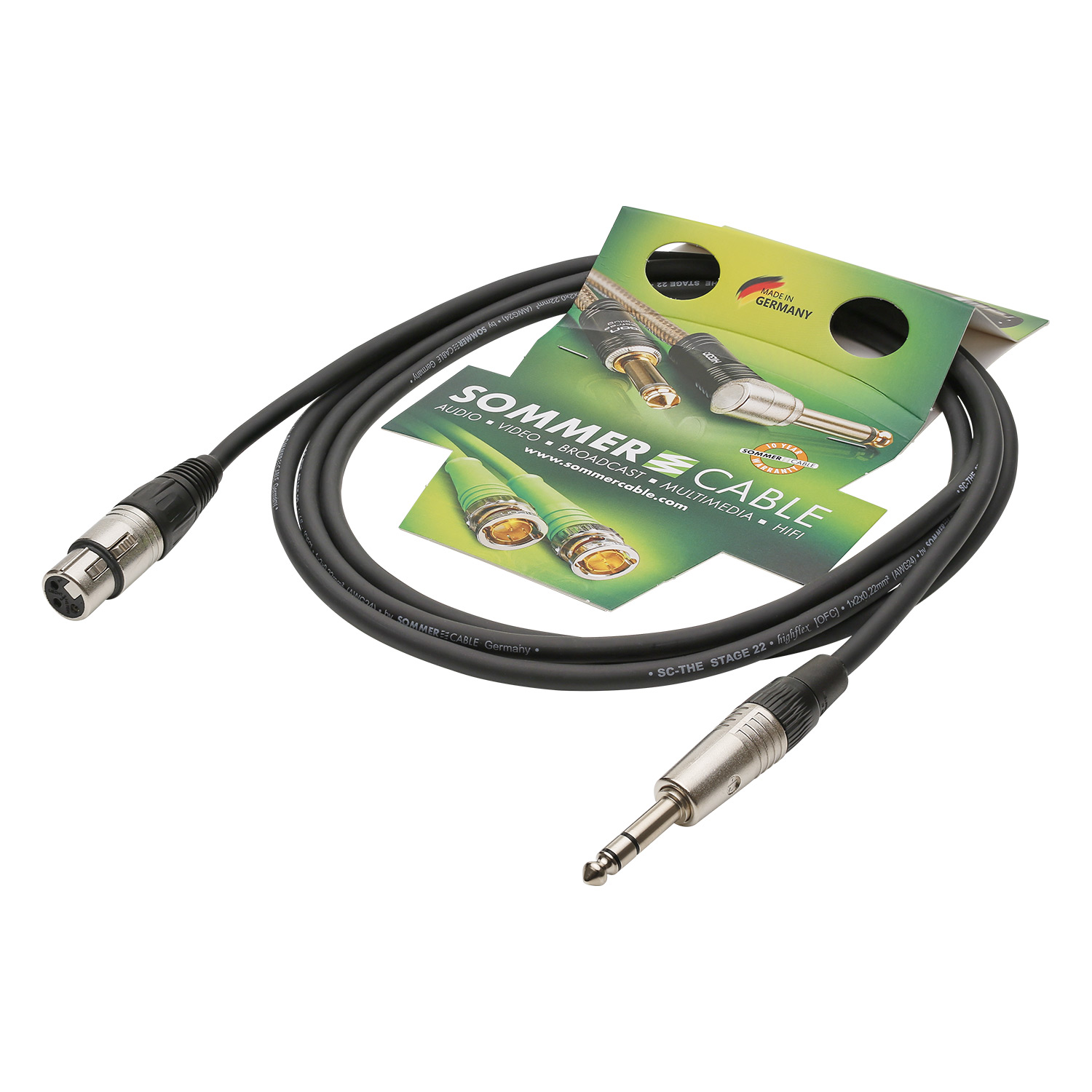 Microphone Cable Stage 22 Highflex, 2 x 0.22 mm² | XLR / jack, NEUTRIK®