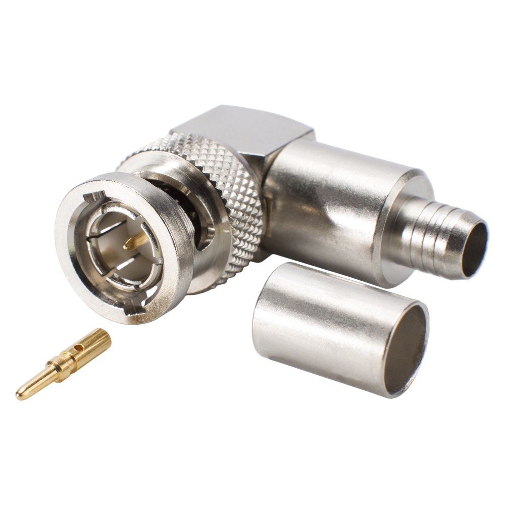 DAMAR & HAGEN BNC HD-SDI crimp-male connector, angled, nickel