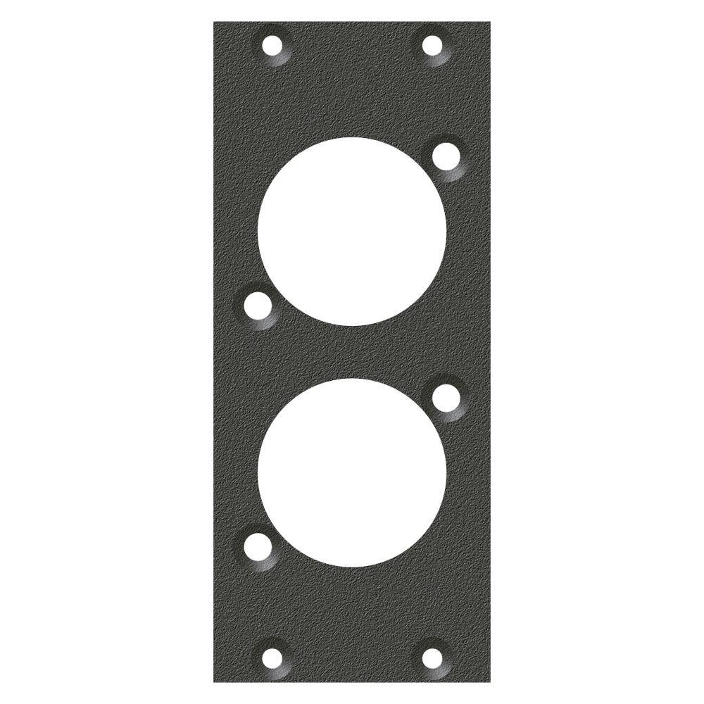 front panel 2 x D-Series cutout, 90° angled, 2 HE, 1 BE for SYS-series, Galvanized sheet steel, colour: grey
