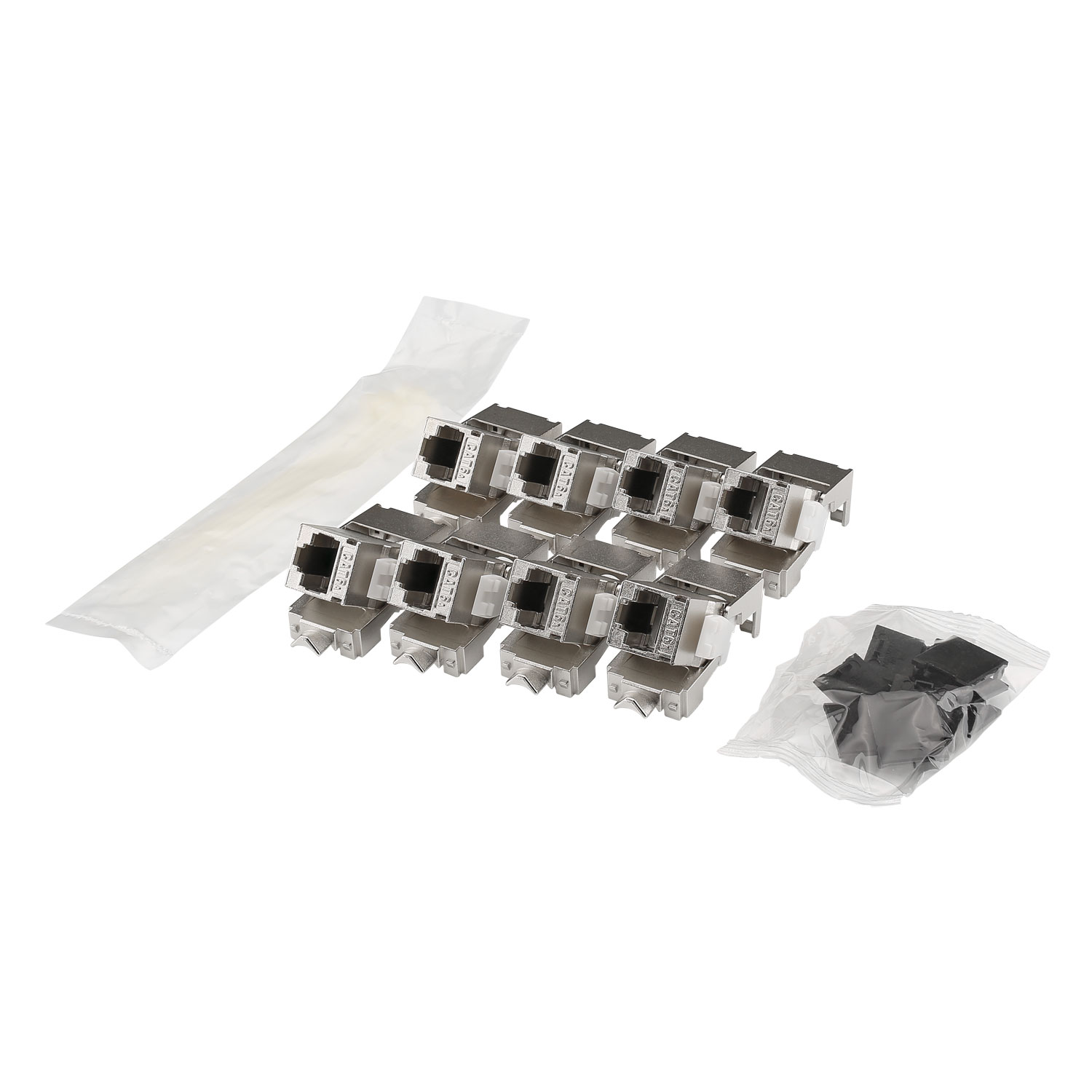 RJ45 CAT.6a, IDC-female connector, Keystone Clip-In, grey, Set of 8