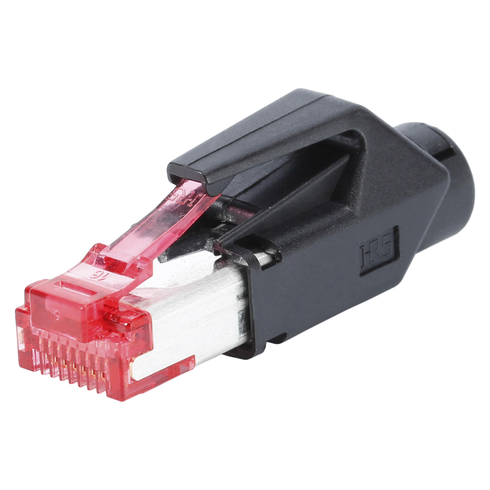 HIROSE RJ45 CAT.6, 8-pole , plastic-, crimp-male connector, gold plated contact(s), straight
