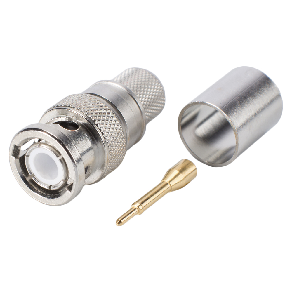 Telegärtner BNC crimp-male connector, straight, nickel