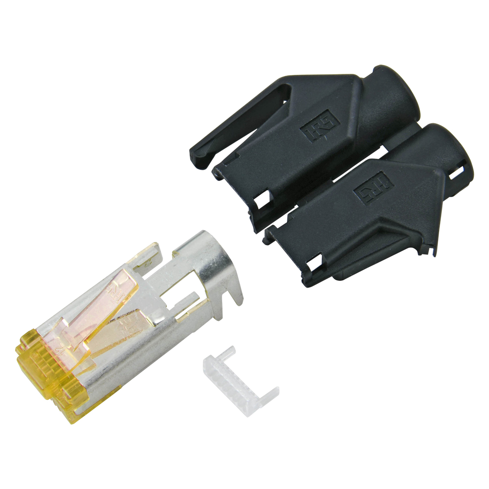 HIROSE RJ45 CAT.6a, 8-pole , plastic-, crimp-male connector, gold plated contact(s), straight