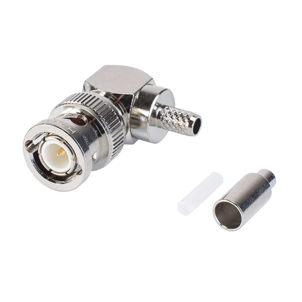 HICON BNC crimp-male connector, angled, nickel