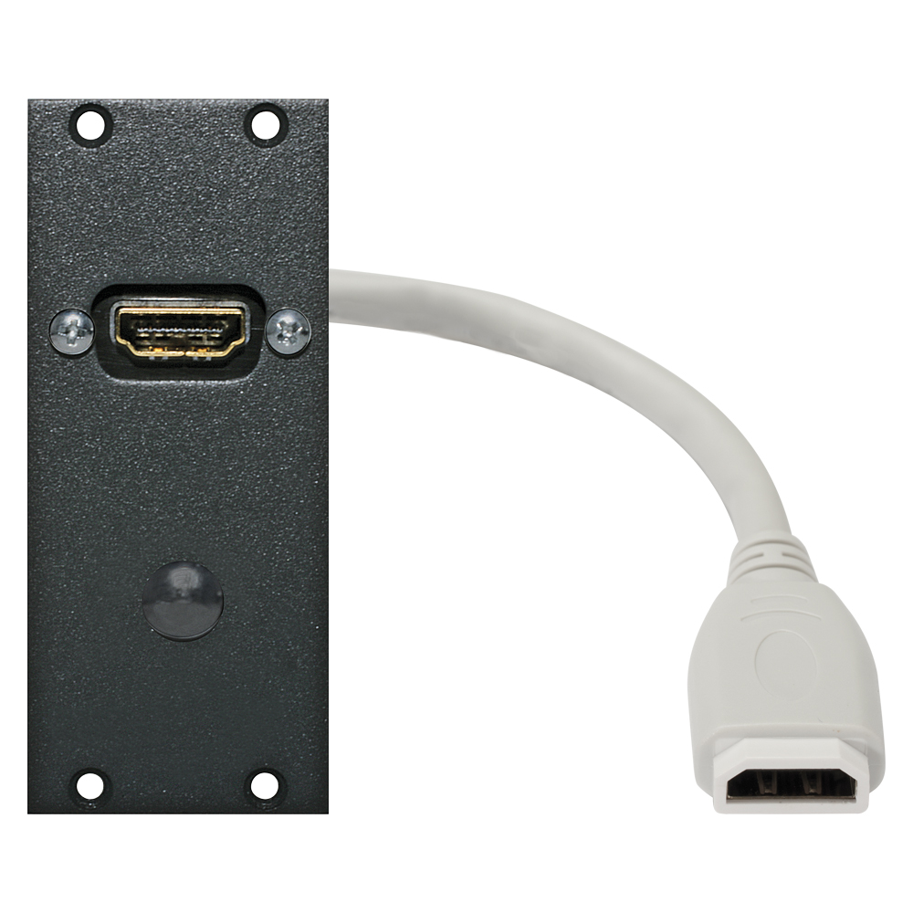 Connector Module HDMI female -> 0,15m cable HDMI female, 2 HE, 1 BE for SYS-series, colour: anthracite, RAL 7016