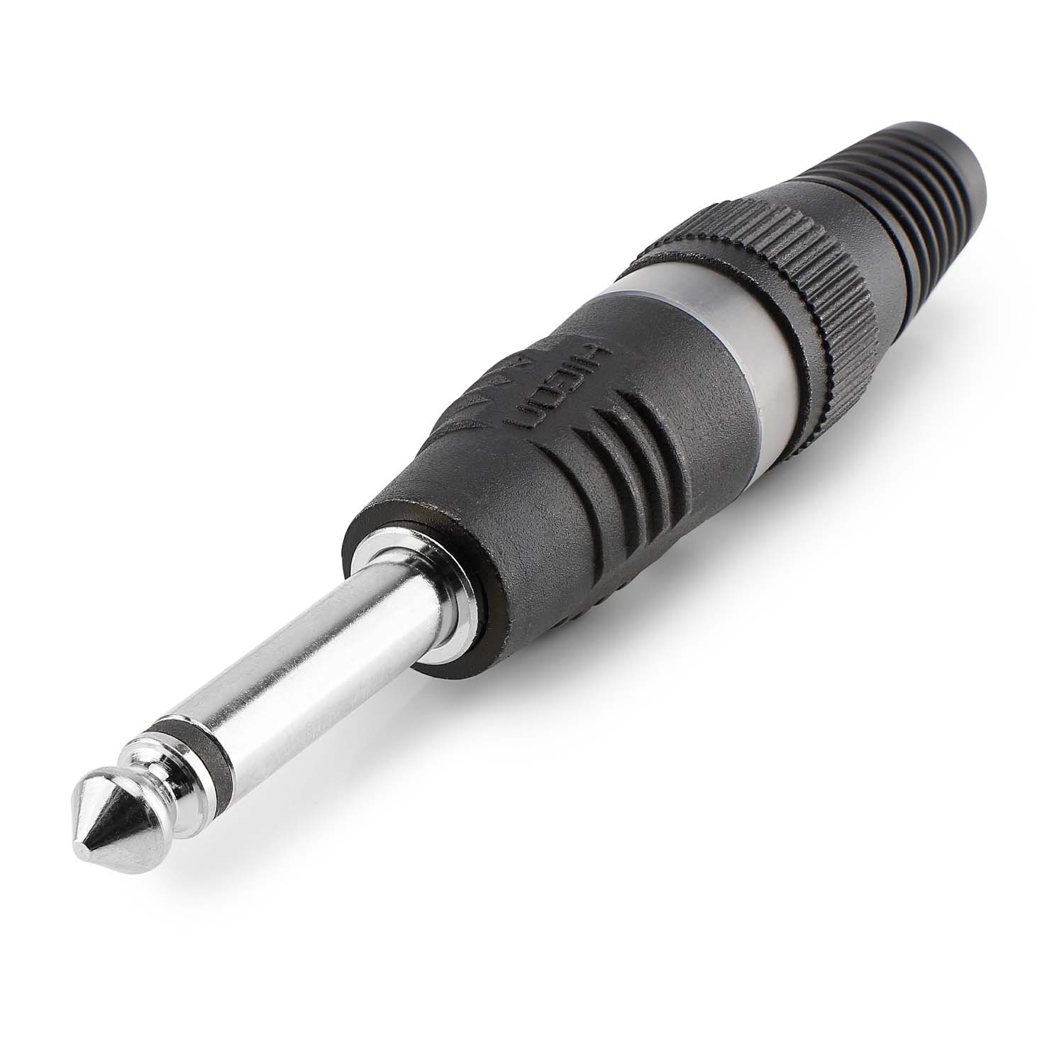 HICON jack (6,3mm)  2-pole metal-Soldering-male connector, nickel plated pin, straight, black