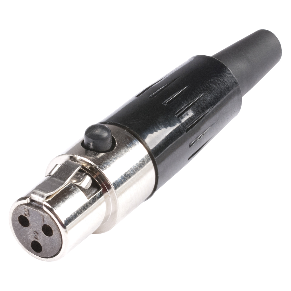 HICON Mini-XLR, 3-pole , metal-, Soldering-female connector, gold plated contact(s), straight, nickel