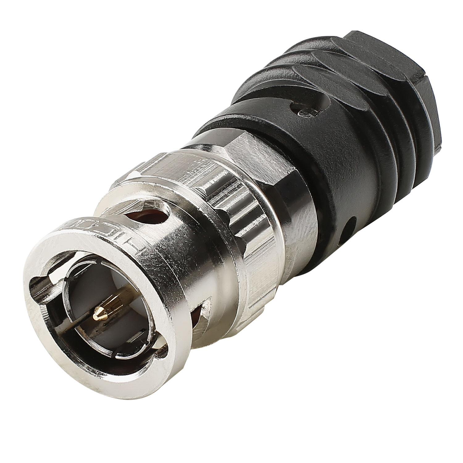 HICON BNC 6G-SDI screw-type-male connector, straight, Nickel-plated / black