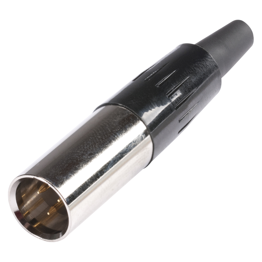 HICON Mini-XLR, 3-pole , metal-, Soldering-male connector, gold plated contact(s), straight, nickel