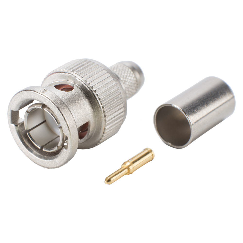 Telegärtner BNC crimp-male connector, straight, nickel