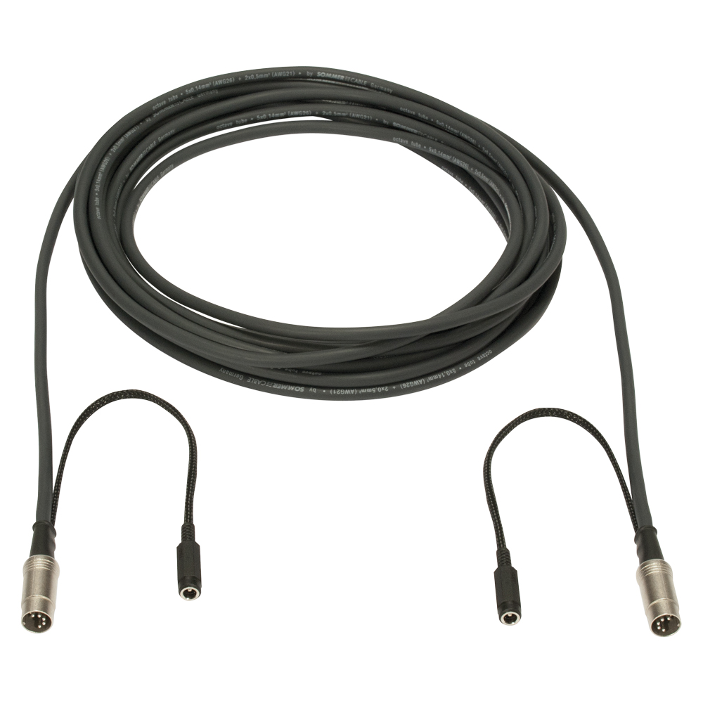 MIDI + Power-Kabel SC-Octave Tube, 5  x  0,14 mm² | DIN + Netzgerätestecker / DIN + Netzgerätebuchse, NEUTRIK®