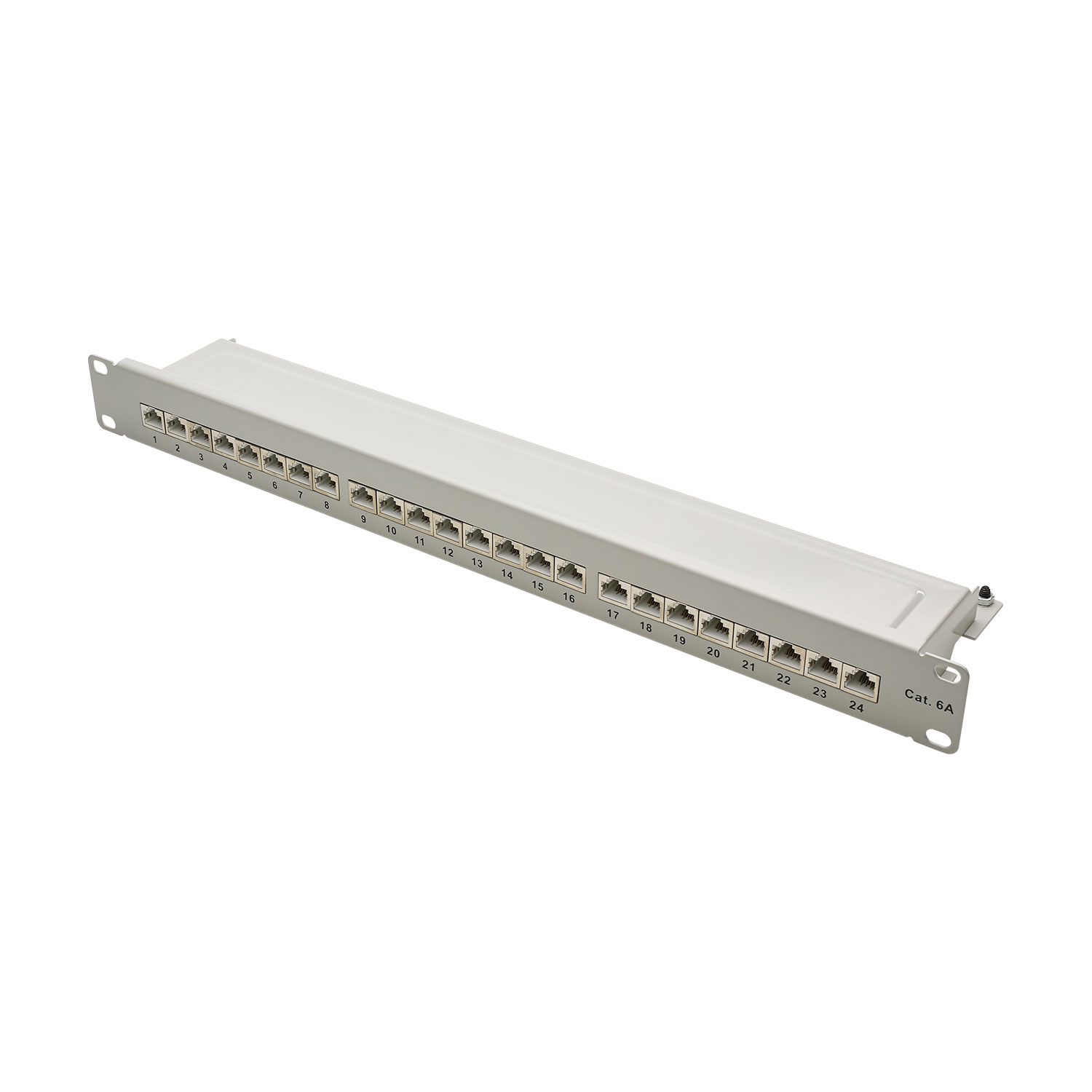 19“ PATCHPANEL, CAT.6a, 500 MHz, 1 HE, backward compatible with CAT.5e and CAT.6