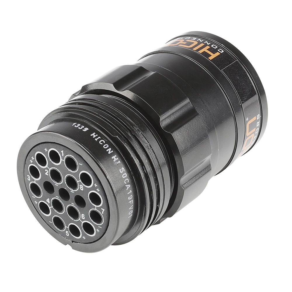 HICON  Round LK 19-pole without pins, compatible with Socapex 419, 19-pol , metal-, Cable socket, screwtop, black