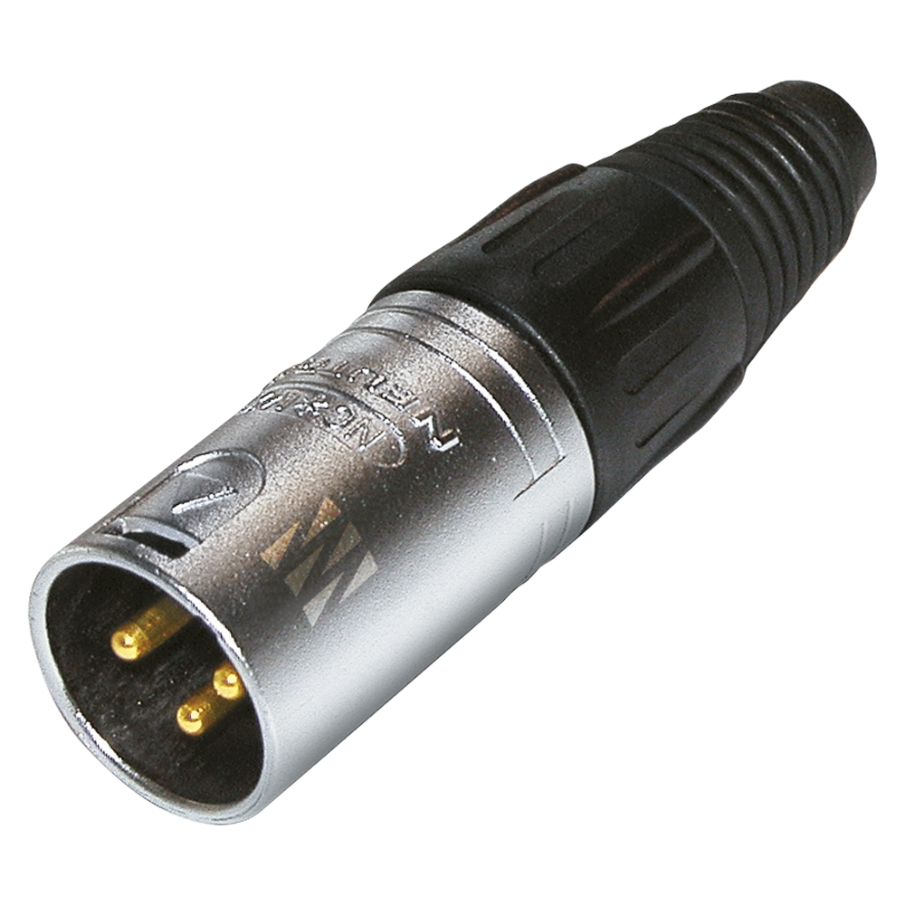 NEUTRIK® XLR, 3-pole , Velvet Chrome housing-, Soldering-male connector, hard gold plated contact(s), straight, grey