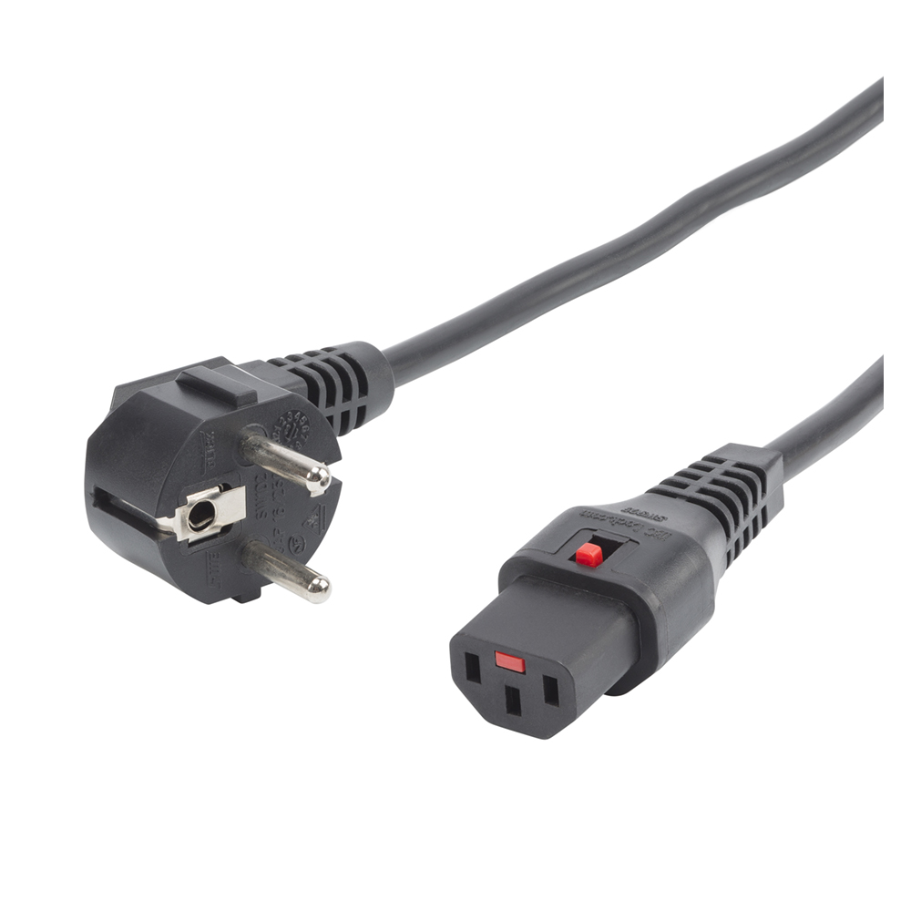 Power supply IEC cable, 3 x 1,00 mm² | IEC socket / Schuko connector angled