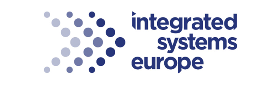 A white picture with the dark blue logo of the Integrated Systems Europe trade fair.