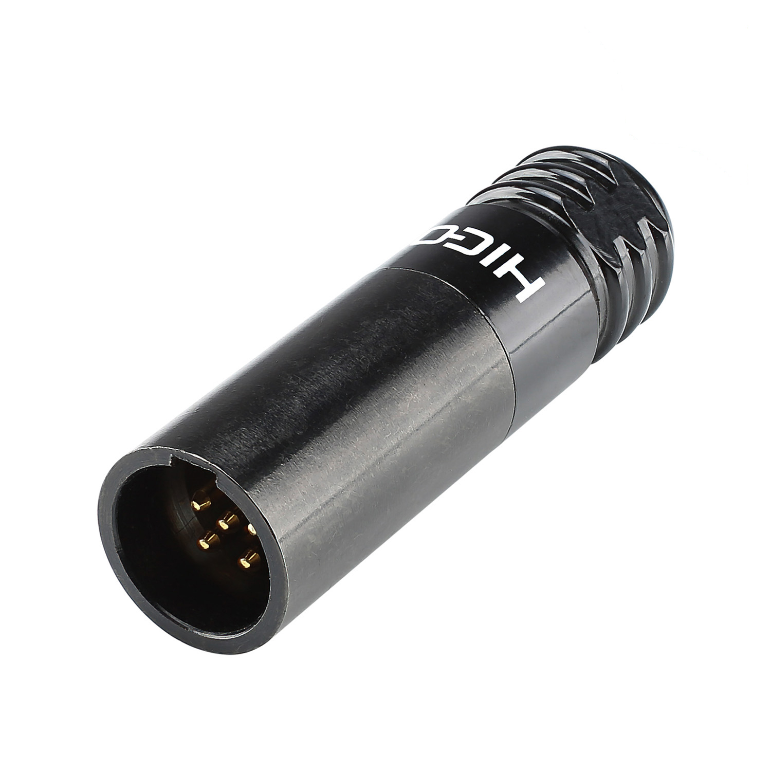 HICON Mini-XLR, 5-pol , metal-, Soldering-male connector, straight, black