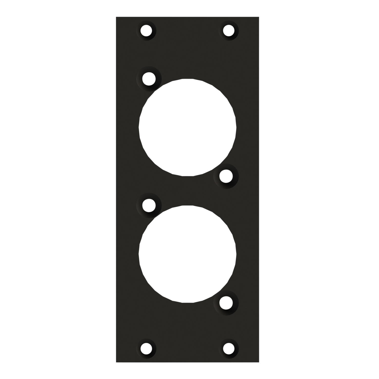 front panel 2 x D-hole, 2 HE, 1 BE for SYS-series, 2.5 mm galvanized steel sheet, colour: grey