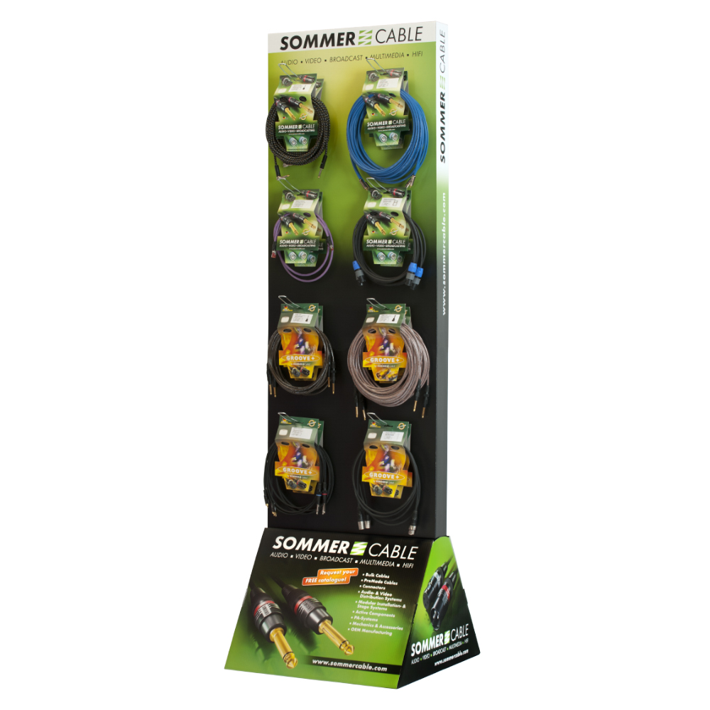 Sommer cable Cardboard-Display, width: 580 mm, height: 1950 mm, green