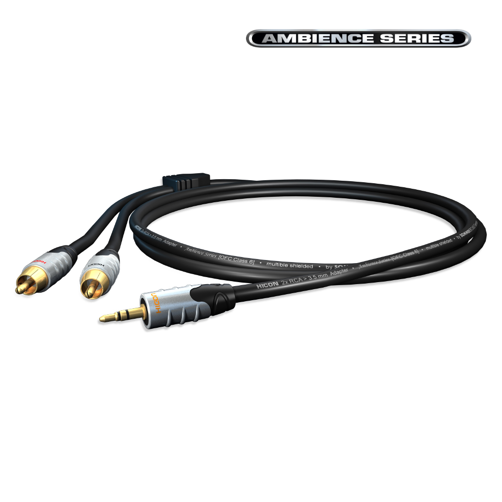 Adapterkabel, Y-Kabel RCA / MiniJack, 2  x  | RCA-Cinch / Miniklinke, HICON