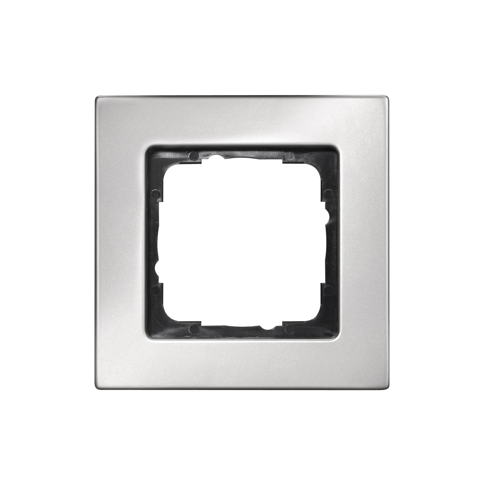 Switch frames, 1-way , scale: 50x50 mm, stainless steel, colour: grey