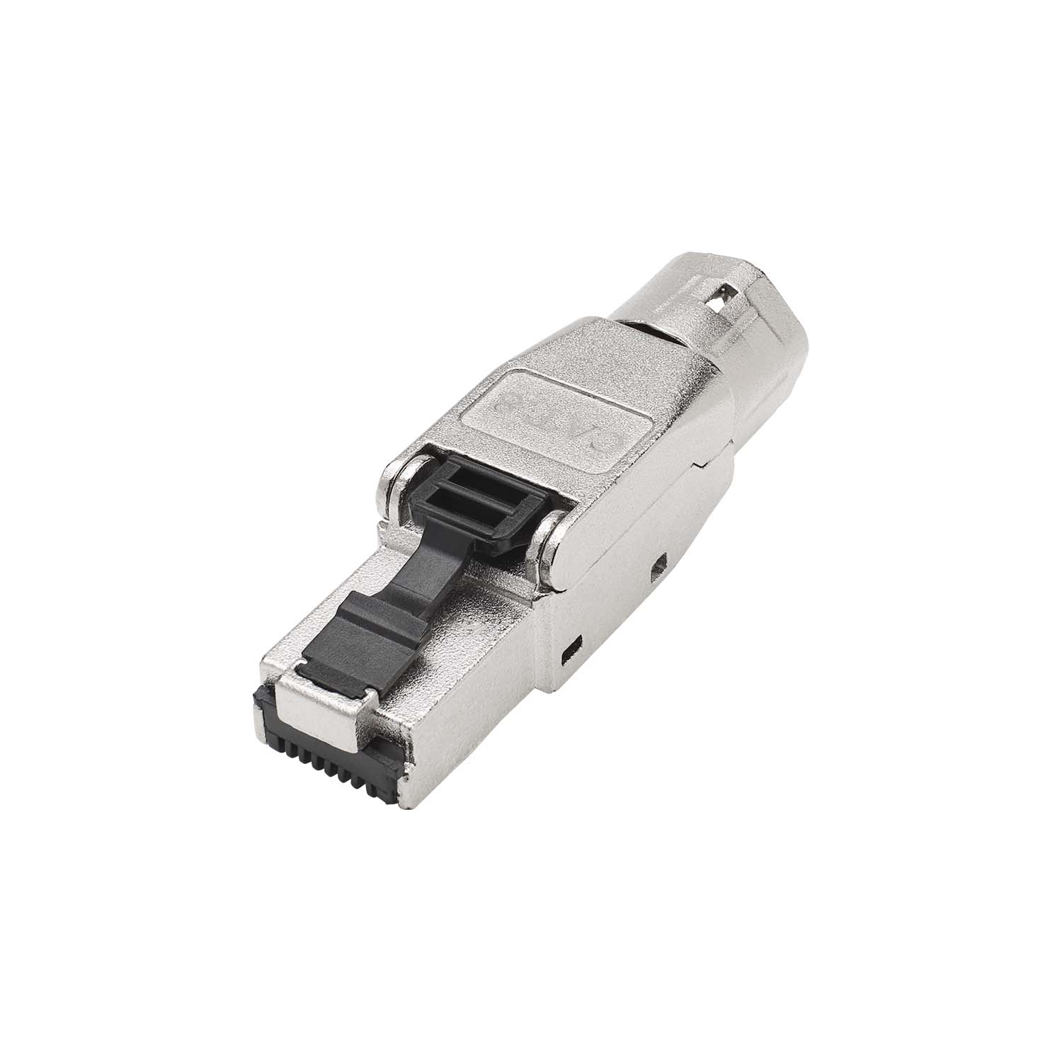 RJ45 CAT.8.1, 8-pole , metal-, IDC-male connector, gold plated contact(s), straight, grey