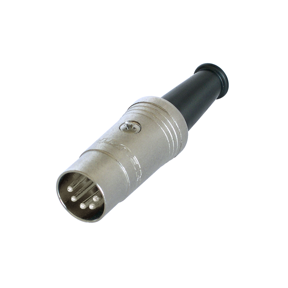 REAN Midi, 5-pol , metal-, Soldering-male connector, silver plated contact(s), straight, grey